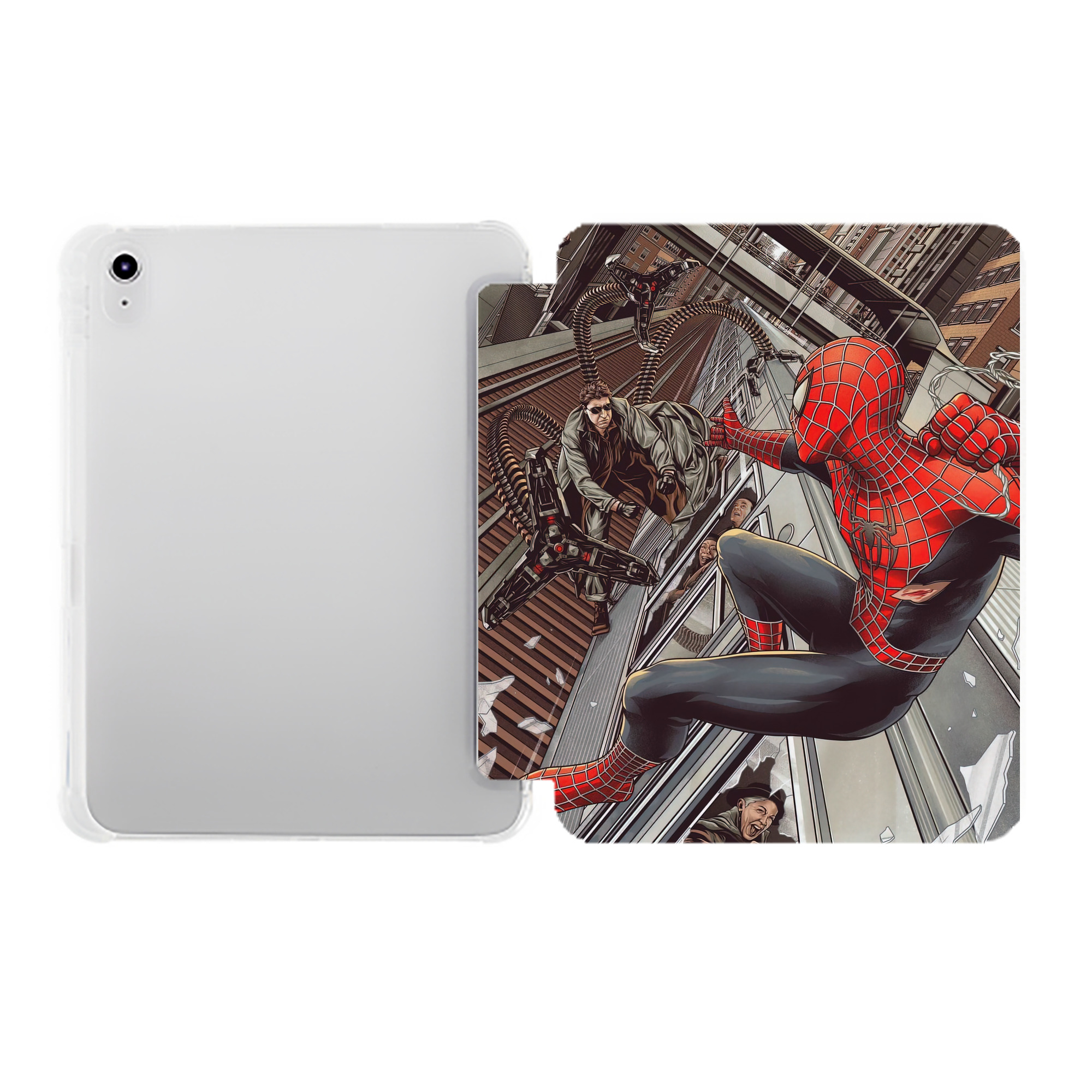 （画像用） Spider Man スパイダーマン IPad ケース ペン収納付き 三つ折りスタンド PUレザー×シリコン 対応機種9.5/10.5/10.9インチ